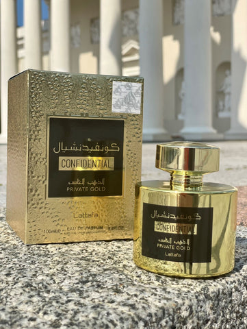 Lattafa Perfumes Confidential Private Gold EDP | Captivating Fragrance - arabian-perfumes Lattafa Perfumes Confidential Private Gold EDP | Captivating Fragrance - arabian-perfumes