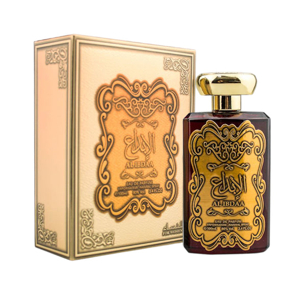 Al Ibdaa Gold EDP-100ML & Layali Rouge Perfume Oil - 15 ML With Magnetic Box