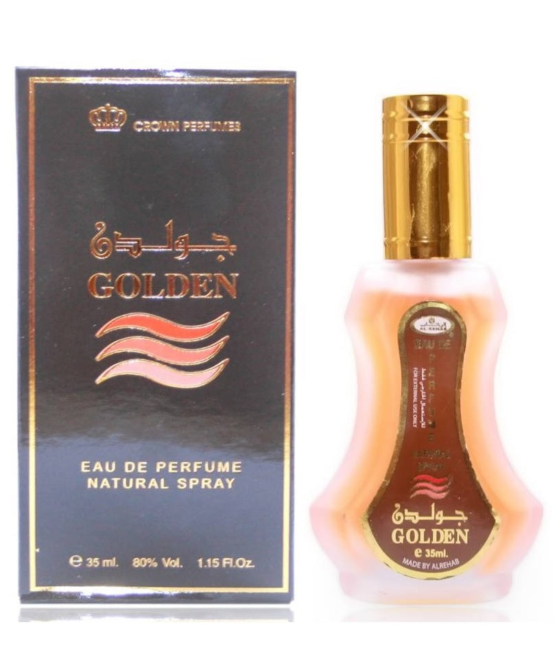 Golden Al Rehab 35 ml: Captivating Fragrance with Powdery, Caramel - arabian-perfumes
